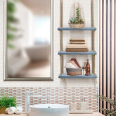 3-Tier Rustic Wood Rope Floating Shelf - Sorbus Home